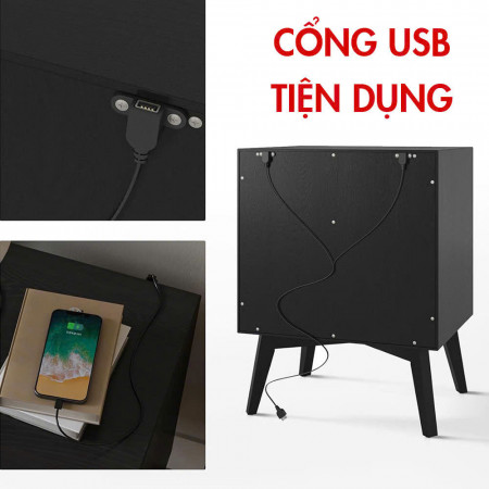 George Oliver : Tủ 02 Ngăn Kéo + Tích Hợp Ổ Cắm Điện Và Cổng USB